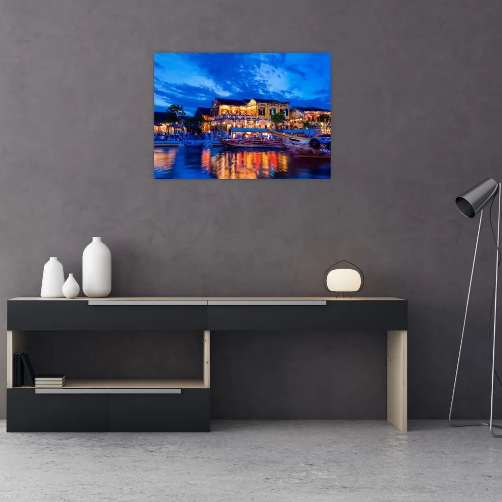 Obraz na szkle nocnego miasta Hoi An w Wietnamie (70x50 cm)