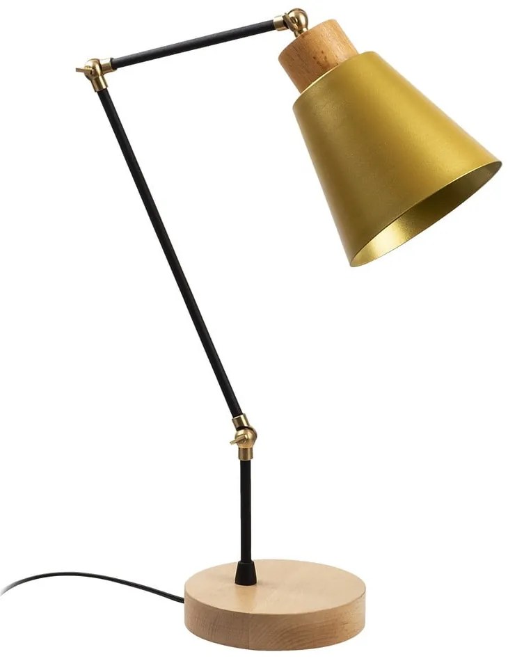 Żółta/w naturalnym kolorze lampa stołowa z metalowym kloszem (wysokość 52 cm) Manavgat – Opviq lights
