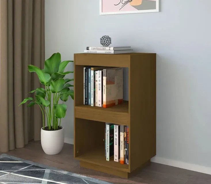Minimalistyczny drewniany regał miodowy brąz - Lika 6X