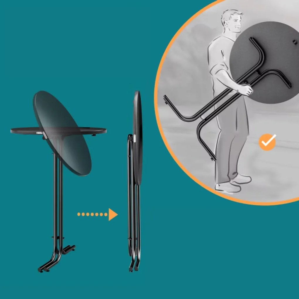 Stół barowy składany RAUL 110x80cm, szary Casaria