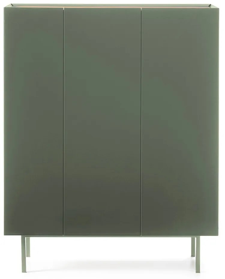 Zielona wysoka komoda w dekorze dębu 95x120 cm Arista – Teulat