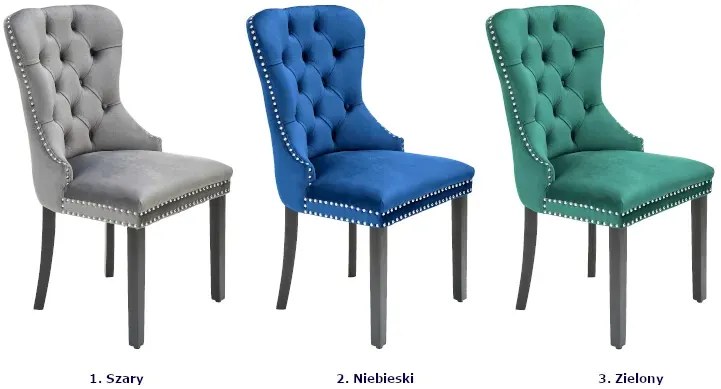 Niebieskie welurowe krzesło pikowane K6-K65