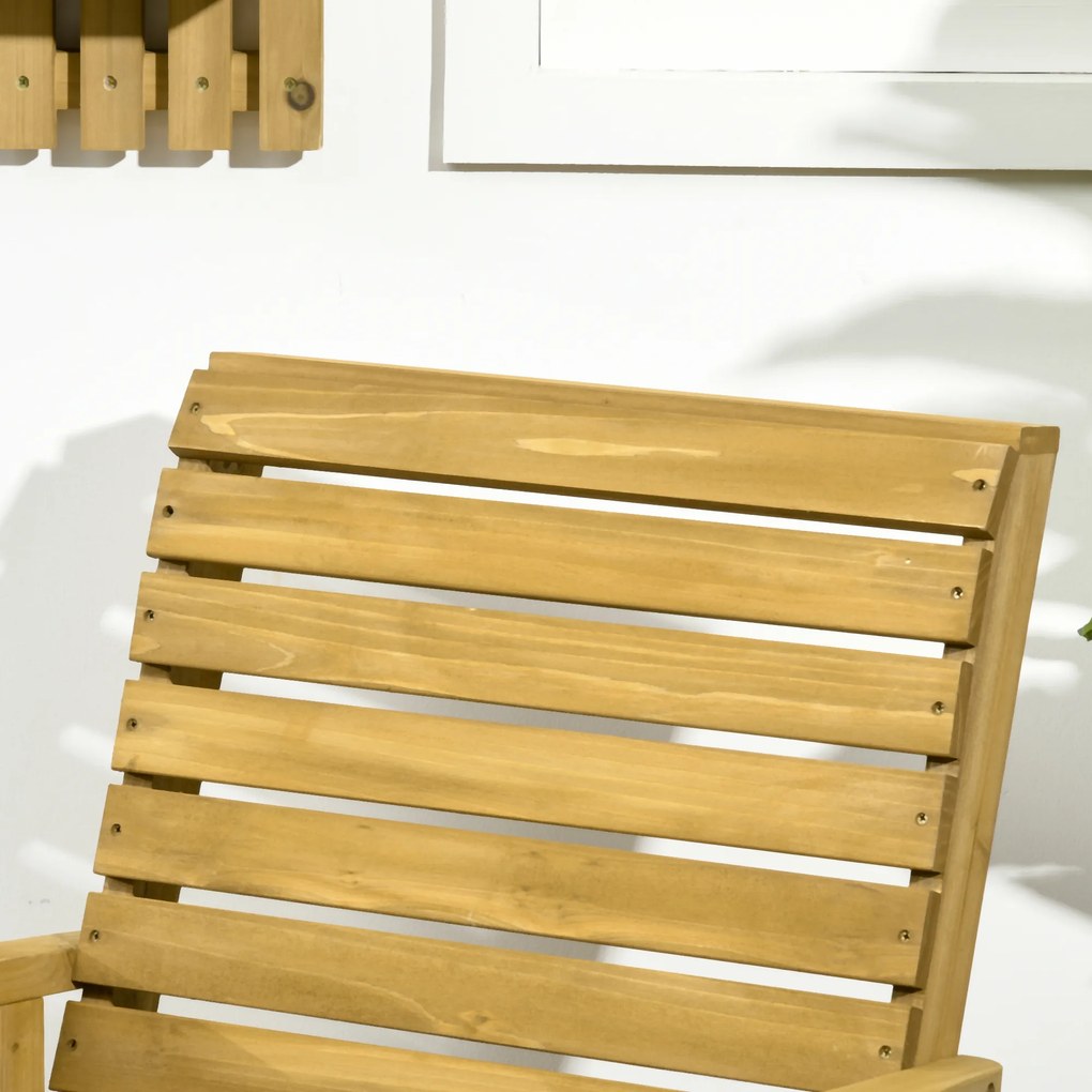 Outsunny Krzesło ogrodowe z funkcją bujania, szerokie siedzisko i oparcie, drewno naturalne, 64 x 86 x 85 cm