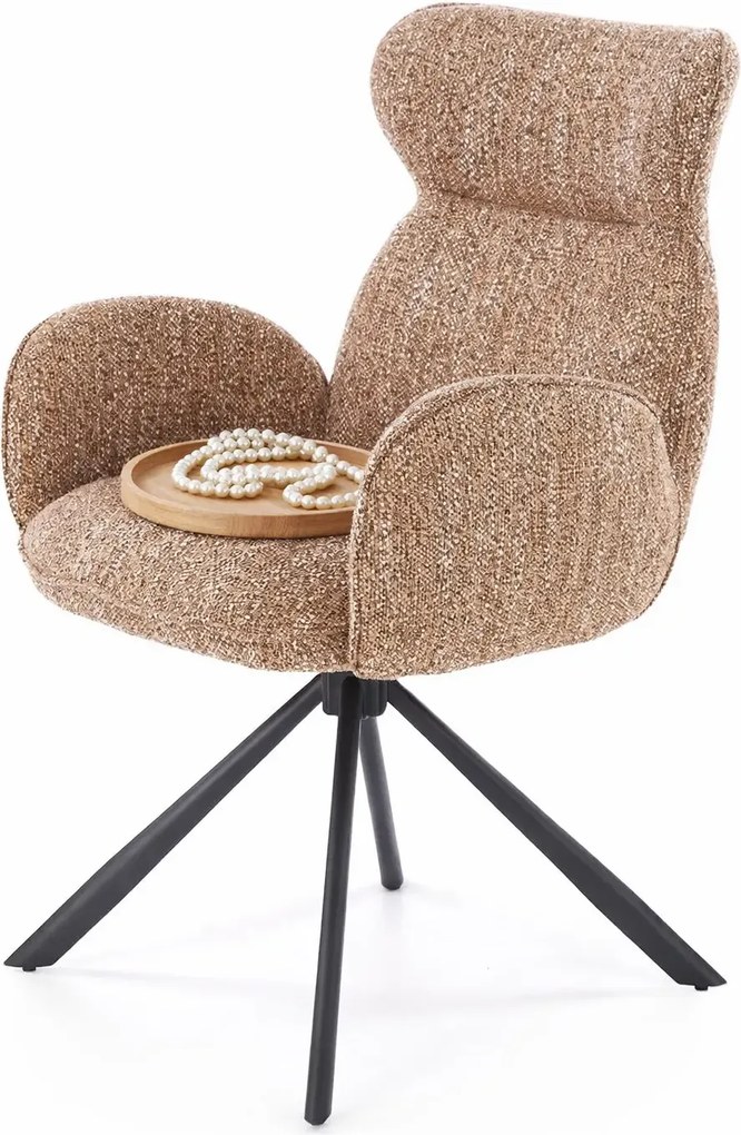 Krzesło z podłokietnikami cynamonowe G0-R06