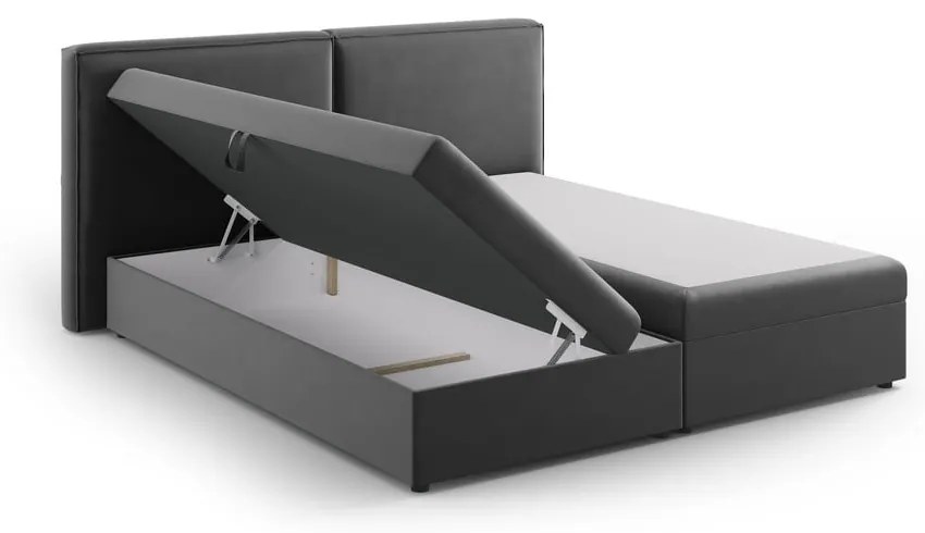 Ciemnoszare łóżko boxspring ze schowkiem 160x200 cm Arendal – Cosmopolitan Design