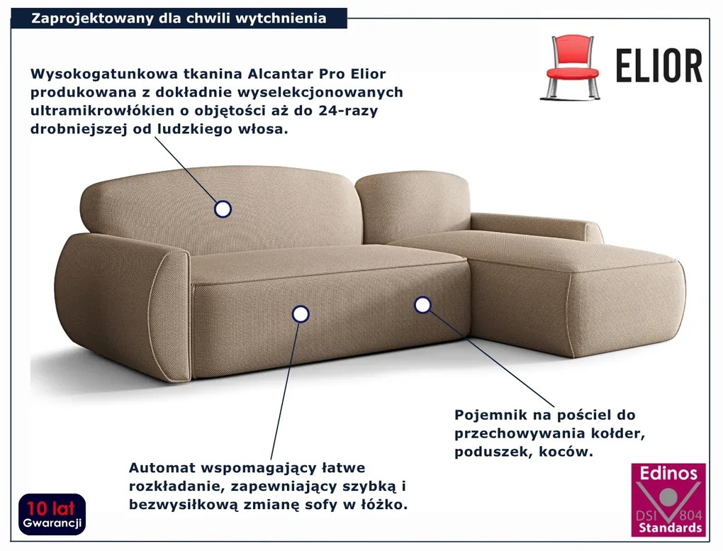 Ciemnobeżowy narożnik rozkładany z pojemnikiem D2-B08