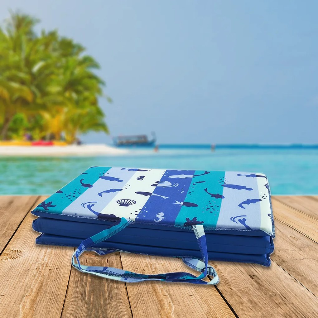 Leżak plażowy PRUH I RYBA 137x49 cm, turkusowy