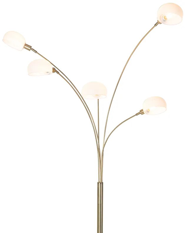 Designerska lampa podłogowa mosiężna z opalowym szkłem 5-światłowa - Sixties MarmoDesignerski Oswietlenie wewnetrzne