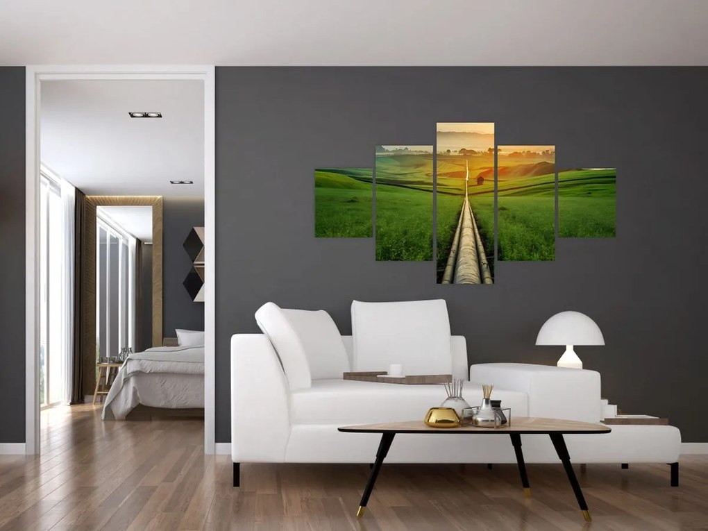 Obraz - Wschód słońca nad doliną (125x70 cm)