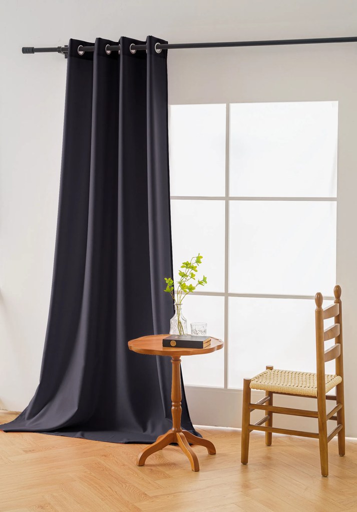 Ciemnoszara zasłona OXFORD 140x250 cm Zawieszanie: Taśma z wiązaniami