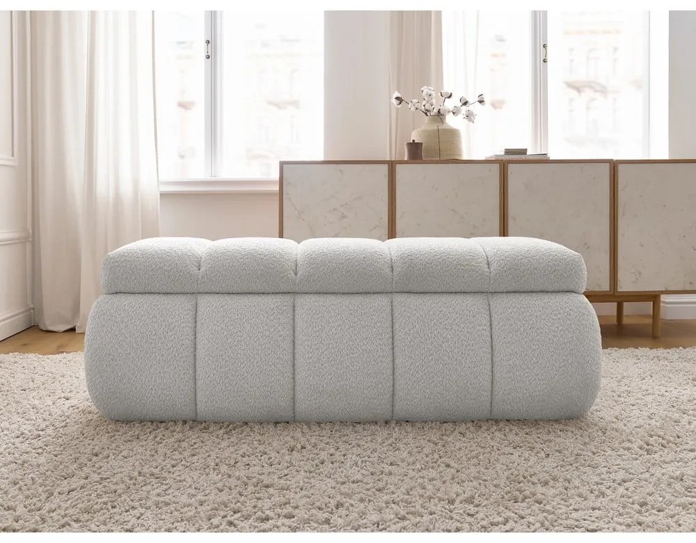 Jasnoszara ławka z materiału bouclé – Bobochic Paris