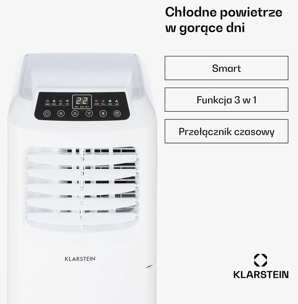 Klarstein Pure Blizzard 7000 BTU Klimatyzacja Przenośna Biały