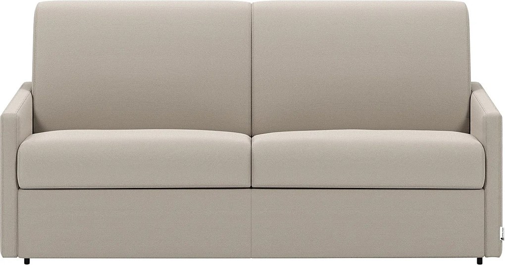 Kanapa 2-osobowa rozkładana typu express z beżowej tkaniny z siedziskiem z pianki z pamięcią kształtu - Powierzchnia spania 120 cm - Materac 14 cm CALIFE