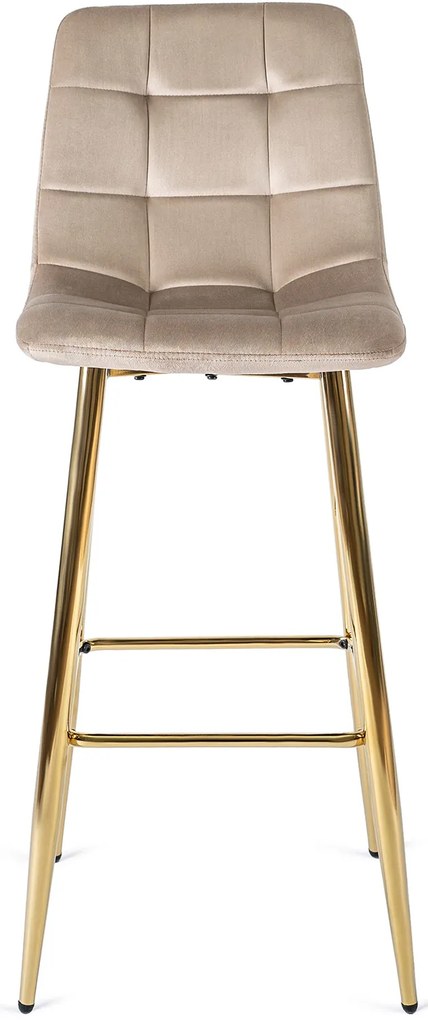 Krzesło Barowe Tapicerowane Hoker ARIEL Ecru Welurowe Nowoczesne Glamour