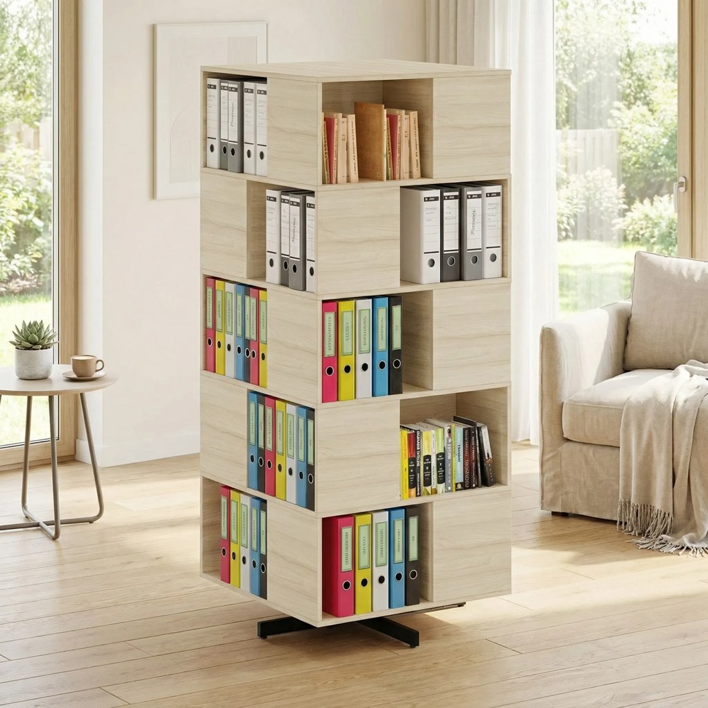 Półka obrotowa, 680×680×1932 mm, 4x 5 przegródek, biała