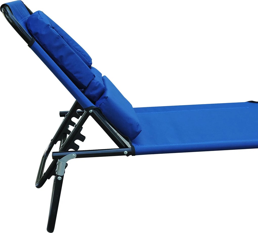 Outsunny leżak, leżak ogrodowy, leżak relaksacyjny, leżak trójnożny z okienkiem do czytania, otwór na twarz, niebieski