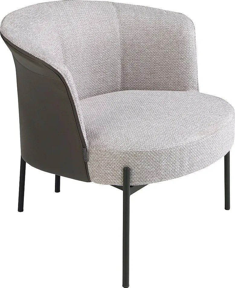 Fotel z szarej tkaniny i ciemnoszarej skóry ekologicznej 5109 ANGEL CERDA