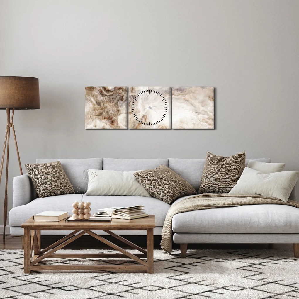 Obraz - Marmur (z zegarem) (90x30 cm)