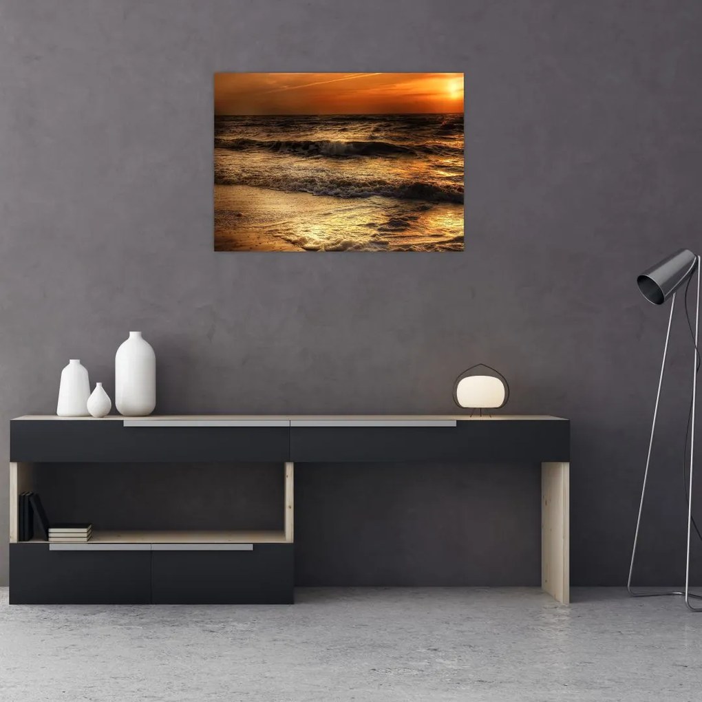 Obraz na szkle - Fale na wybrzeżu (70x50 cm)