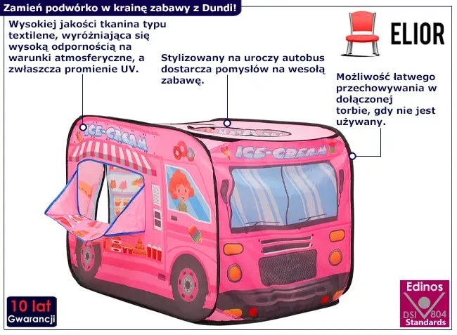 Namiot dziecięcy do zabawy w ogrodzie autobus C4-A16