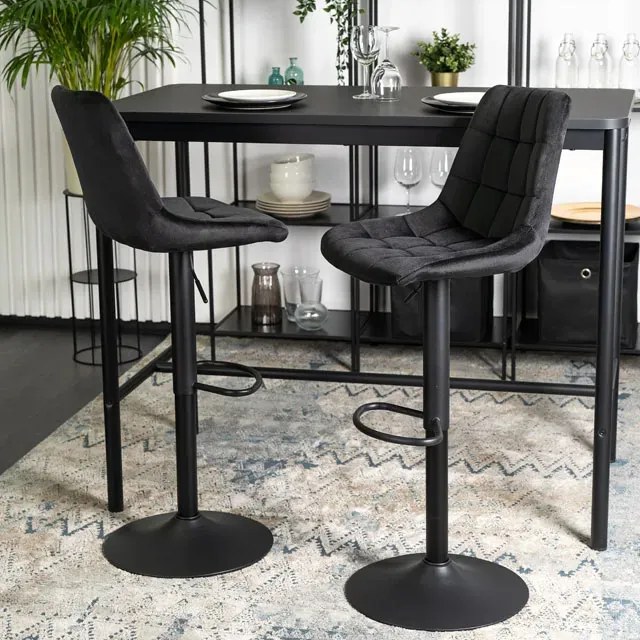 Czarny welurowy pikowany hoker kuchenny - Sarisa