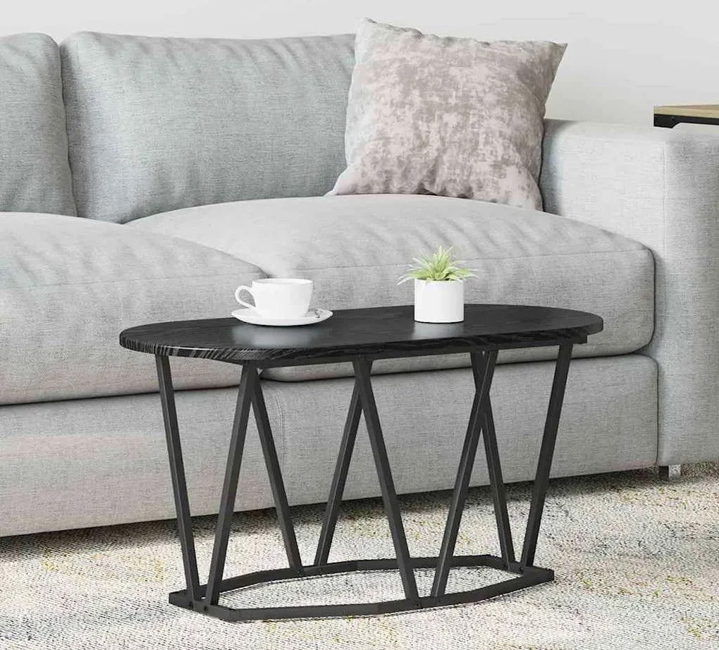 Czarny owalny stolik kawowy industrialny czarny dąb W4-C41