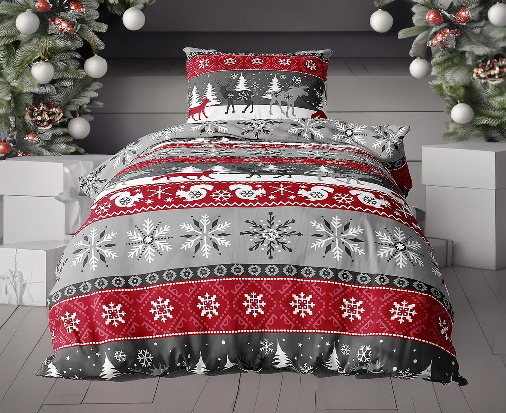 PrzytulneMieszkanie.pl PrzytulneMieszkanie.pl Flanelowa pościel SNOWY FOREST szara Rozmiar pościeli: 70 x 90 cm | 140 x 220 cm