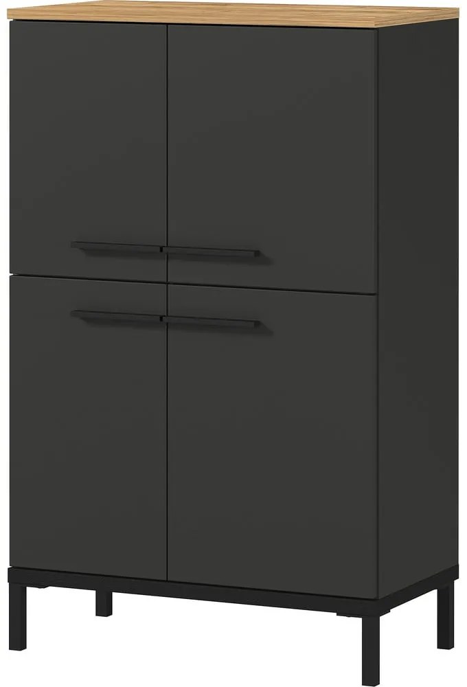 Ciemnoszara wysoka szafka łazienkowa w dekorze dębu 60x97 cm Yonkers – Germania