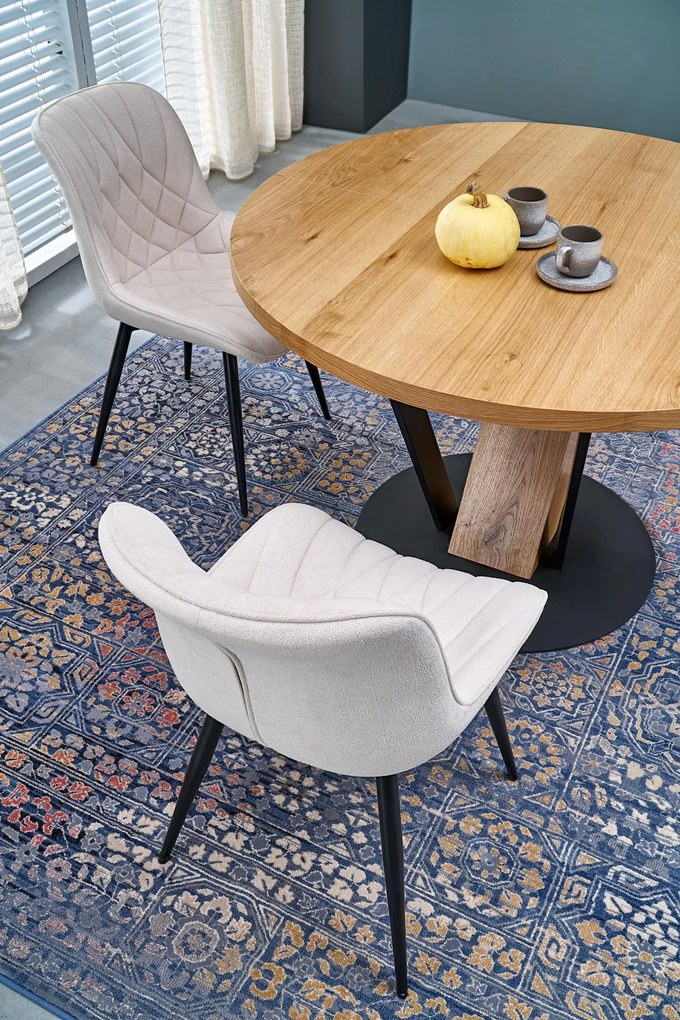 Stół do jadalni okrągły, rozkładany MDF naturalny 120-160/120/78 cm FANIS