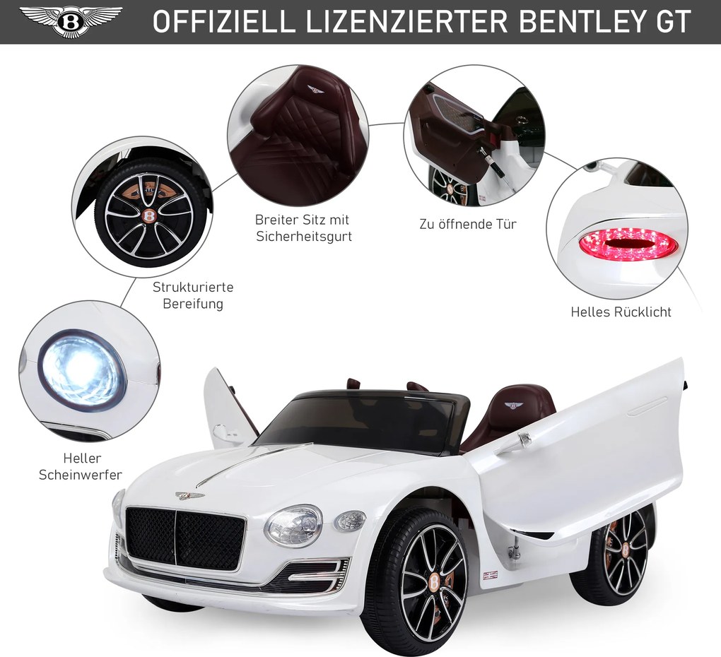 Homcom® samochód dla dzieci auto elektryczne bentley z pilotem biały