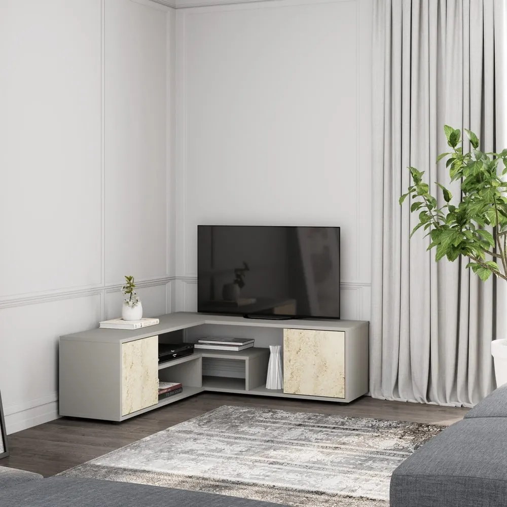 Szara szafka pod TV 125x40x120 cm Rosa – Kalune Design