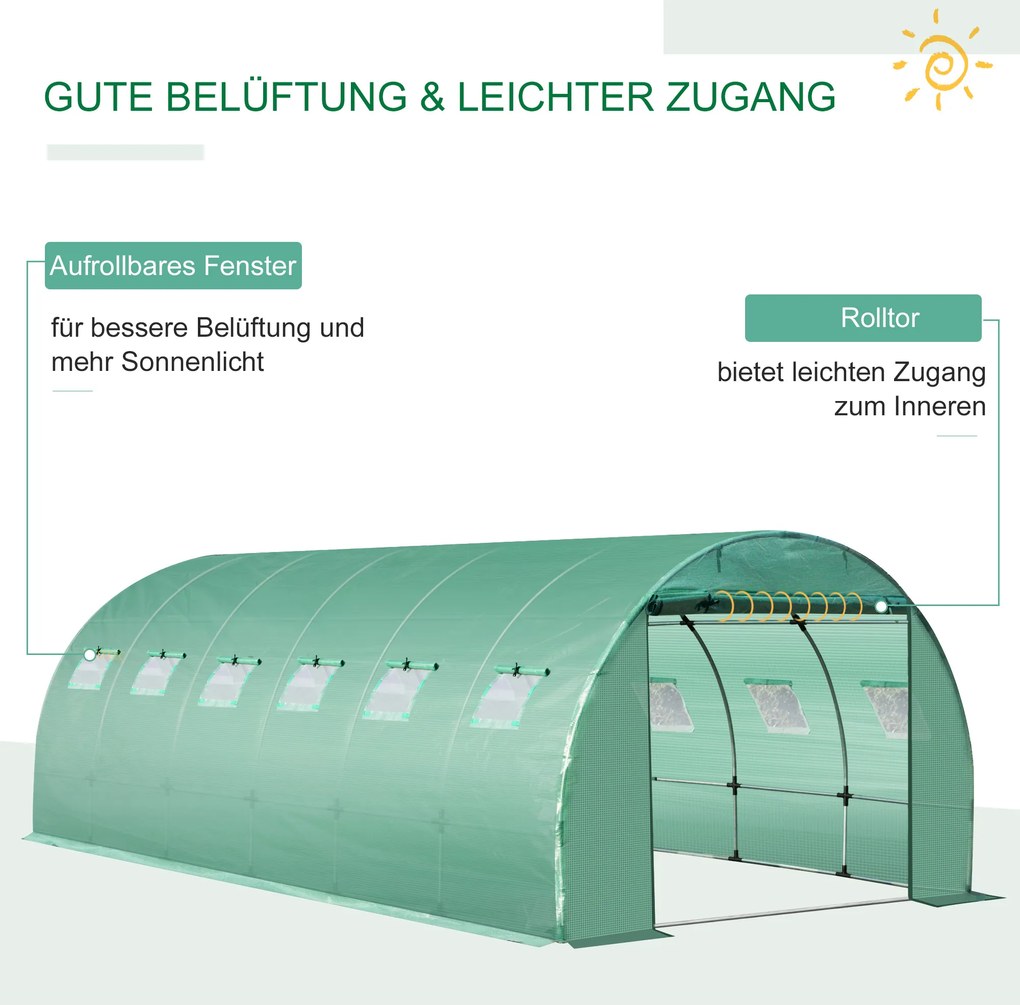 Outsunny Osłona do szklarni tunelowej, 600 cm x 300 cm x 200 cm
