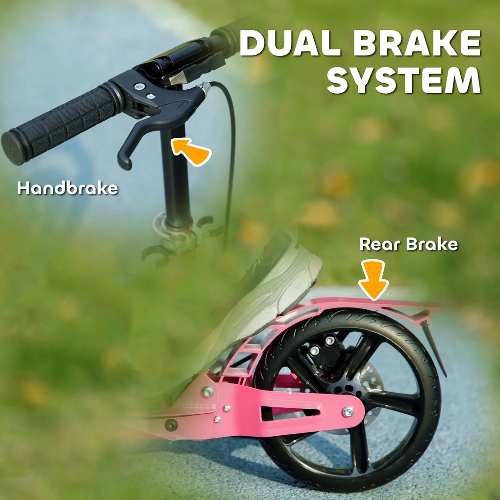 AIYAPLAY Hulajnoga dziecięca z regulowanymi uchwytami, składana, dla dzieci 6-12 lat 94 x 36 x 88-103 cm Różowy