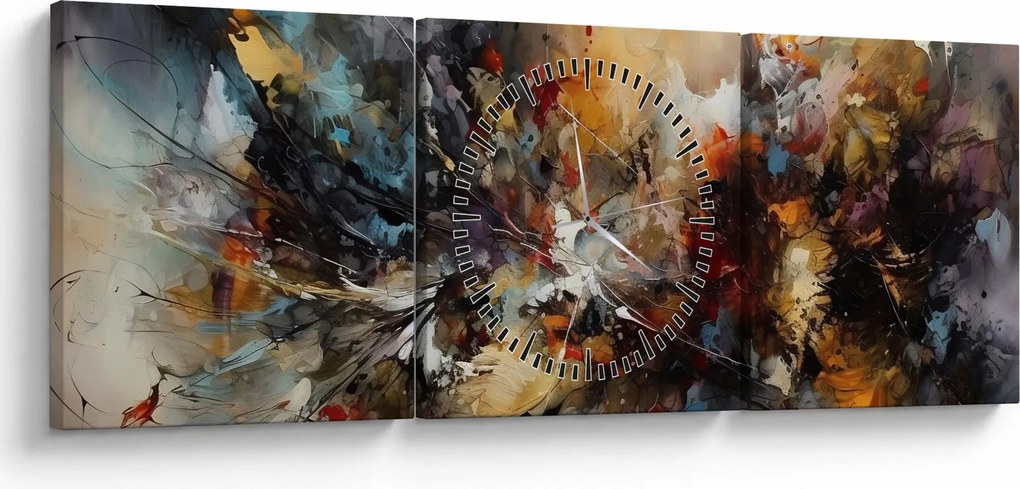 Obraz - Grafika abstrakcyjna (z zegarem) (90x30 cm)