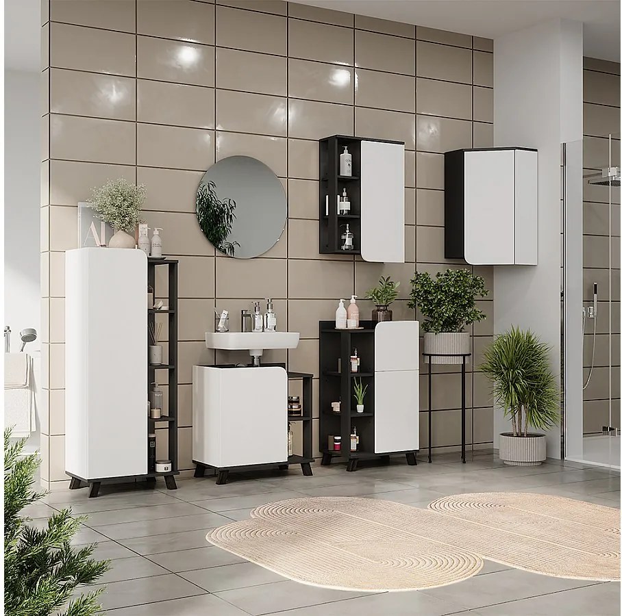 Zestaw mebli łazienkowych antracyt/biały 60x35x65 karen