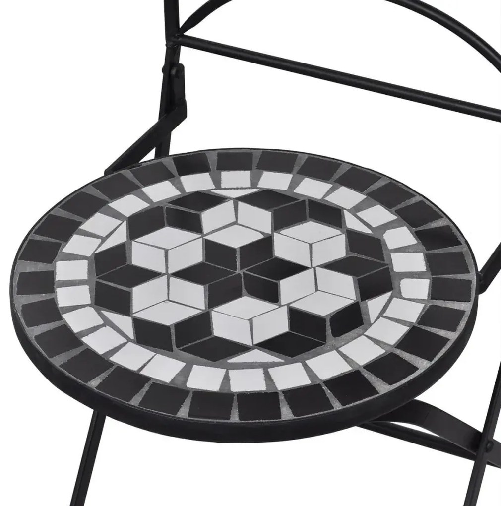 Zestaw ceramicznych krzeseł ogrodowych Zarvin - czarno-biały