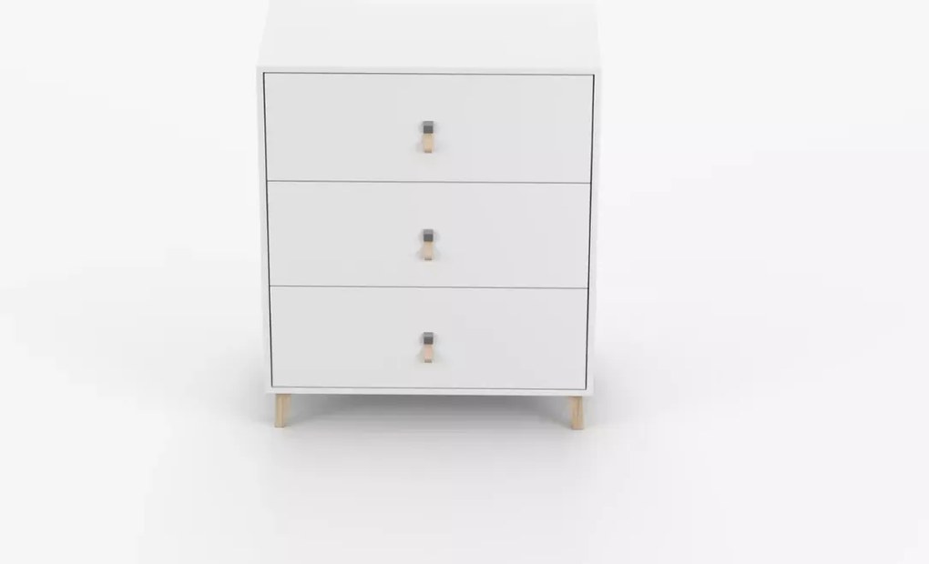 Wousia – nowoczesna komoda 80 cm z 3 szufladami i skórzanymi uchwytami