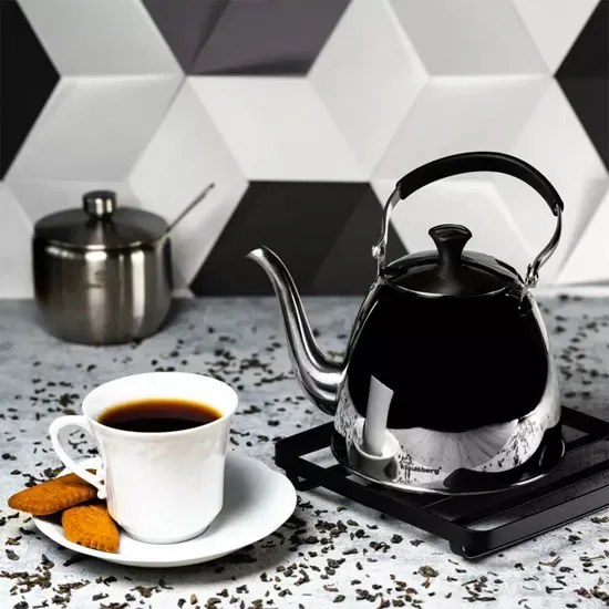 Srebrny czajnik z sitkiem do zaparzania herbaty 1,1L P0-Z16