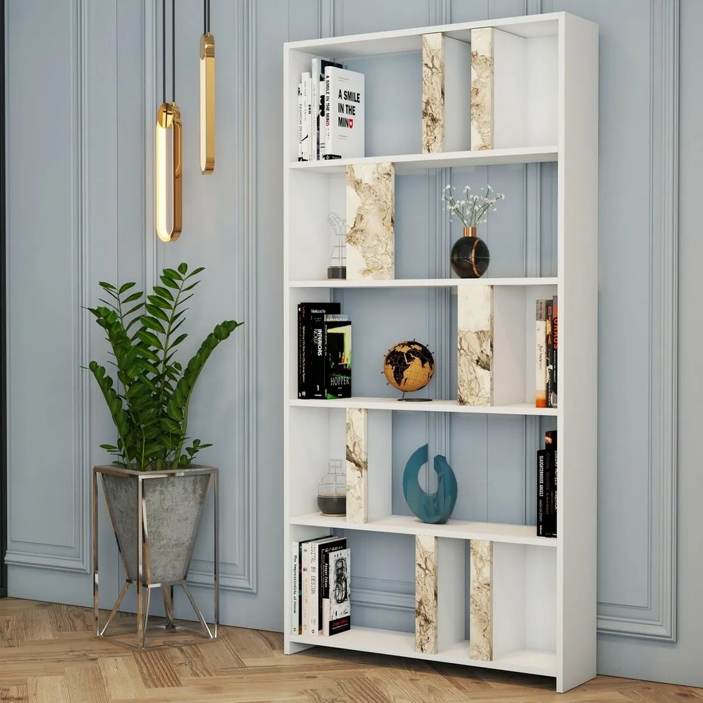 Biblioteczka Lime White Marbel and White