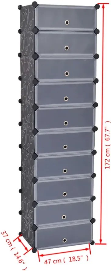 Czarna wysoka szafka na obuwie B8-W93