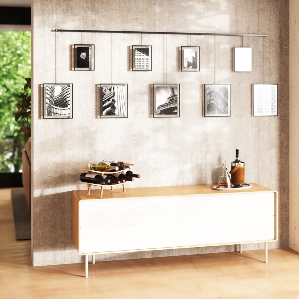 Czarne metalowe ramki ścienne zestaw 9 szt. 223x77,5 cm Exhibit – Umbra