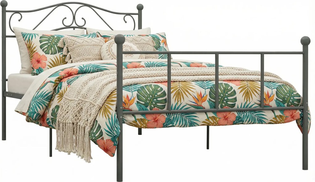 Szare metalowe łóżko 160x200 cm Z8-N17