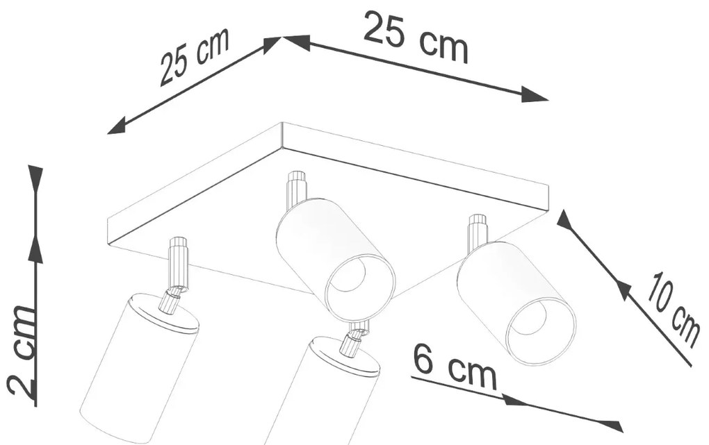Plafon WINX 4 czarny/chrom SOLLUX LIGHTING
