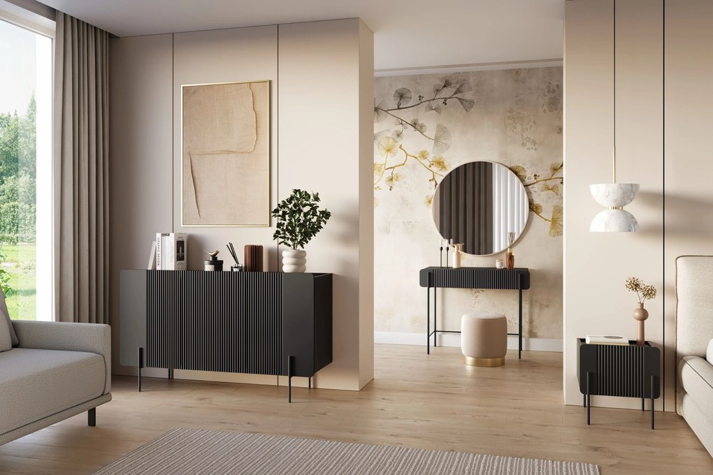 Szafka nocna Malmi z szufladą 45 cm - czarny mat / czarne nóżki