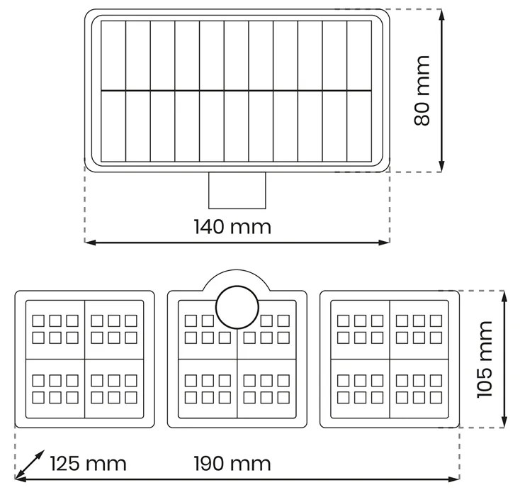 Naświetlacz Solarny Flexi Potrójny, lampa solarna zewnętrzne, potrójna