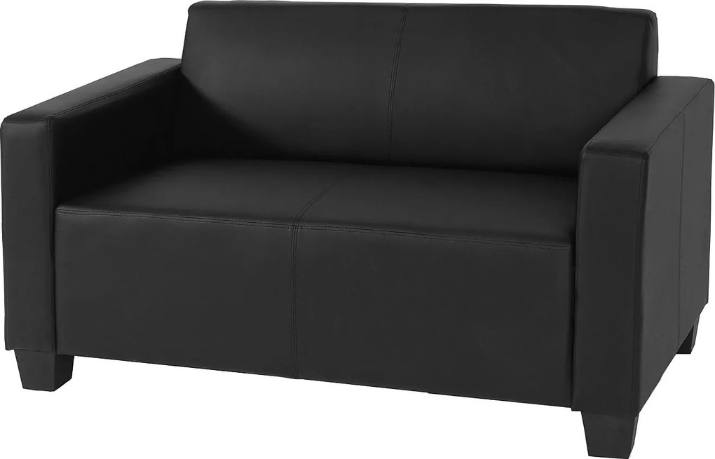 Sofa dwuosobowa Moncalieri ze sztucznej skóry,  czarna