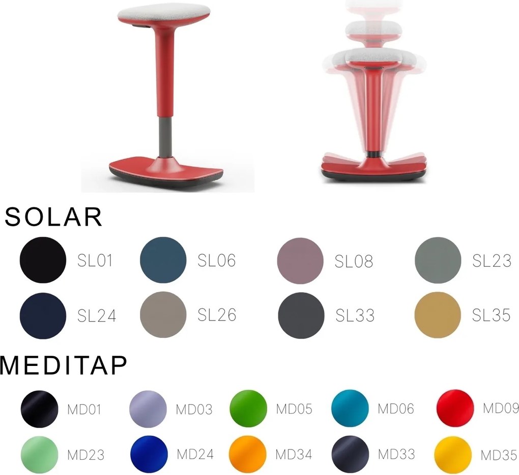 Regulowany stołek balansujący do pracy i nauki Leo podstawa czerwona