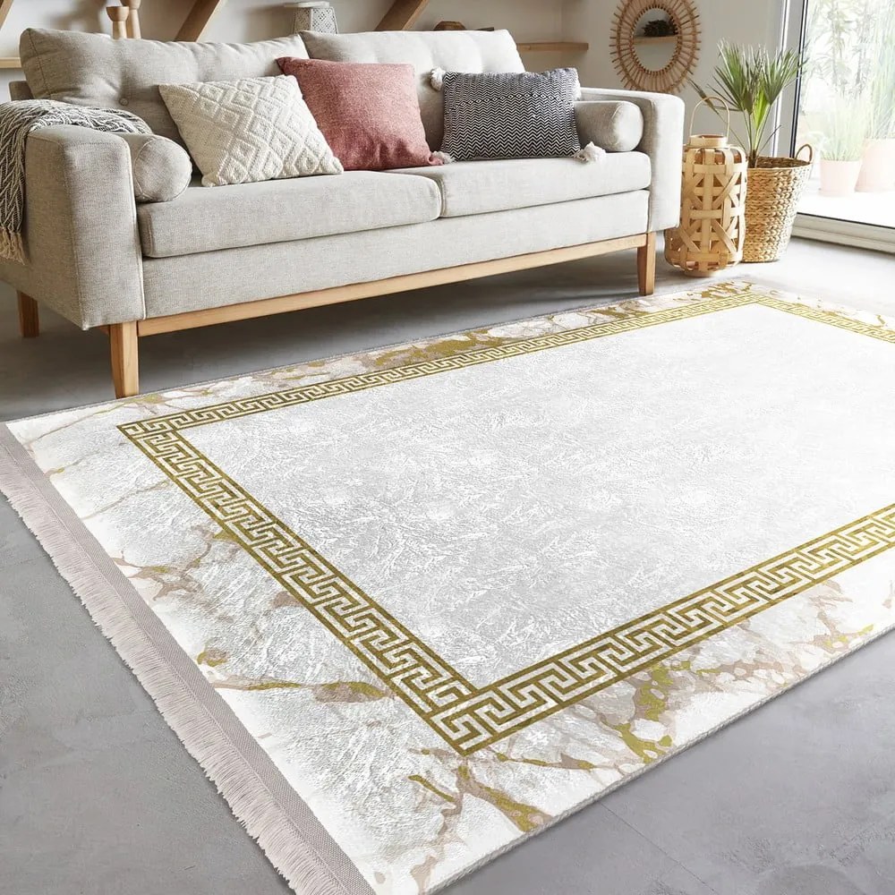 Chodnik w biało-złotym kolorze 80x200 cm – Mila Home