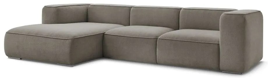 Szarobrązowy narożnik z materiału bouclé (lewostronny) Zephyr – Bobochic Paris