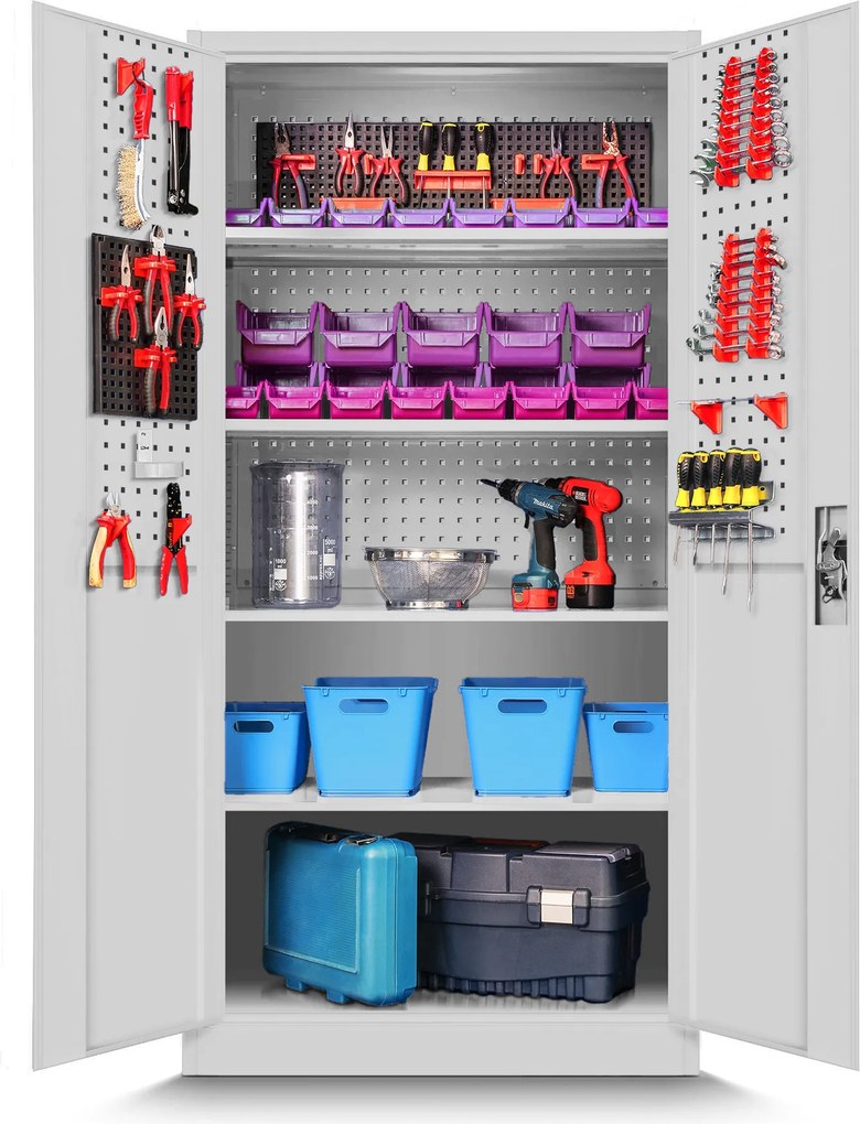 Szafa na narzędzia BRUNO, 920 x 1850 x 500 mm, szara